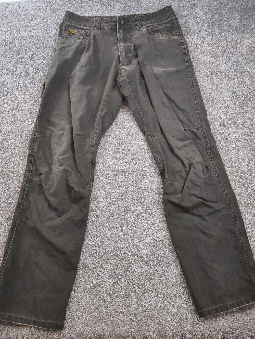 Kuhl Revolvr Pants Mens 33x34 Brown Flex Hiking Vintage Patina Dye MINOR FLAW